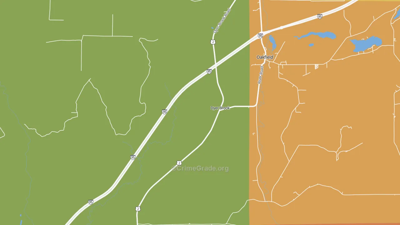 Dyer Brook, ME Map of Vandalism Rates