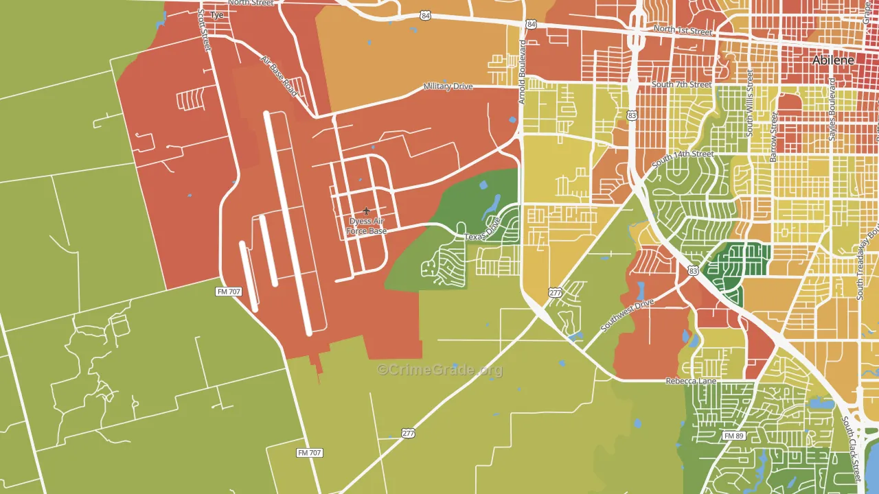 Dyess Afb, TX Map of Vandalism Rates