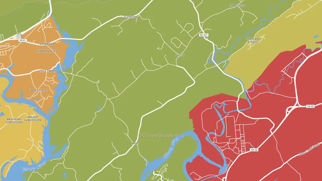 Dyllis, TN Map of Vandalism Rates