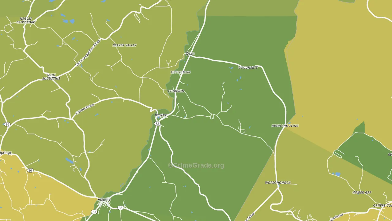 Dysart, PA Map of Vandalism Rates