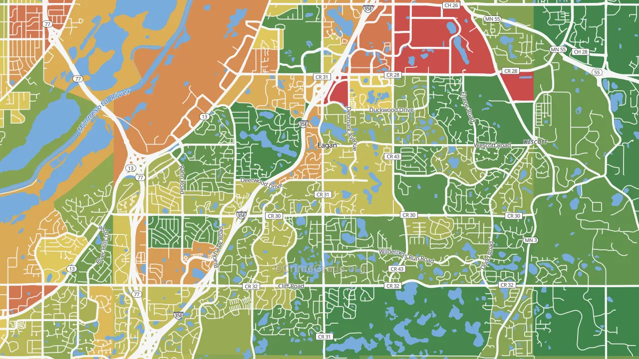Eagan, MN Map of Vandalism Rates
