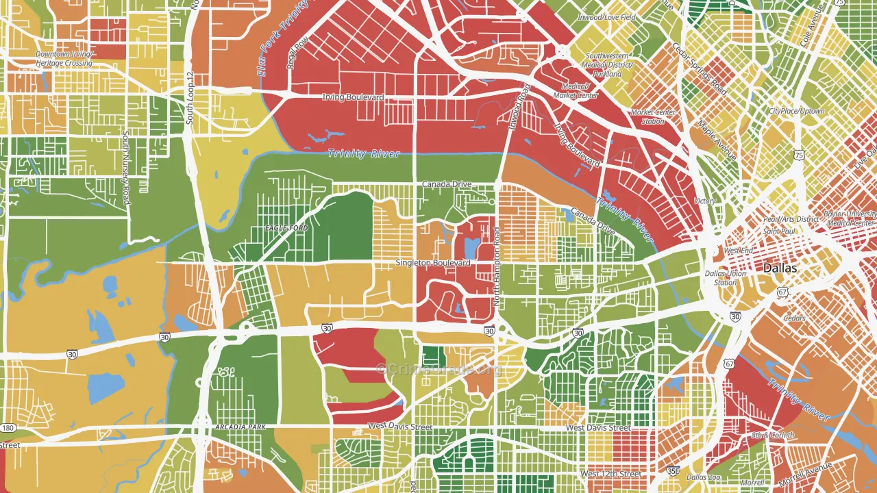 Eagle Ford, Dallas, TX Map of Vandalism Rates
