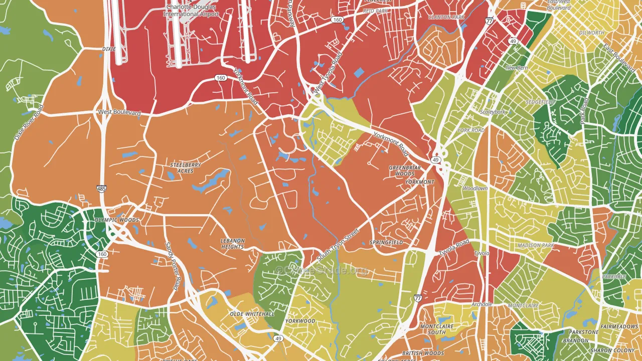 Eagle Lake, Charlotte, NC Map of Vandalism Rates