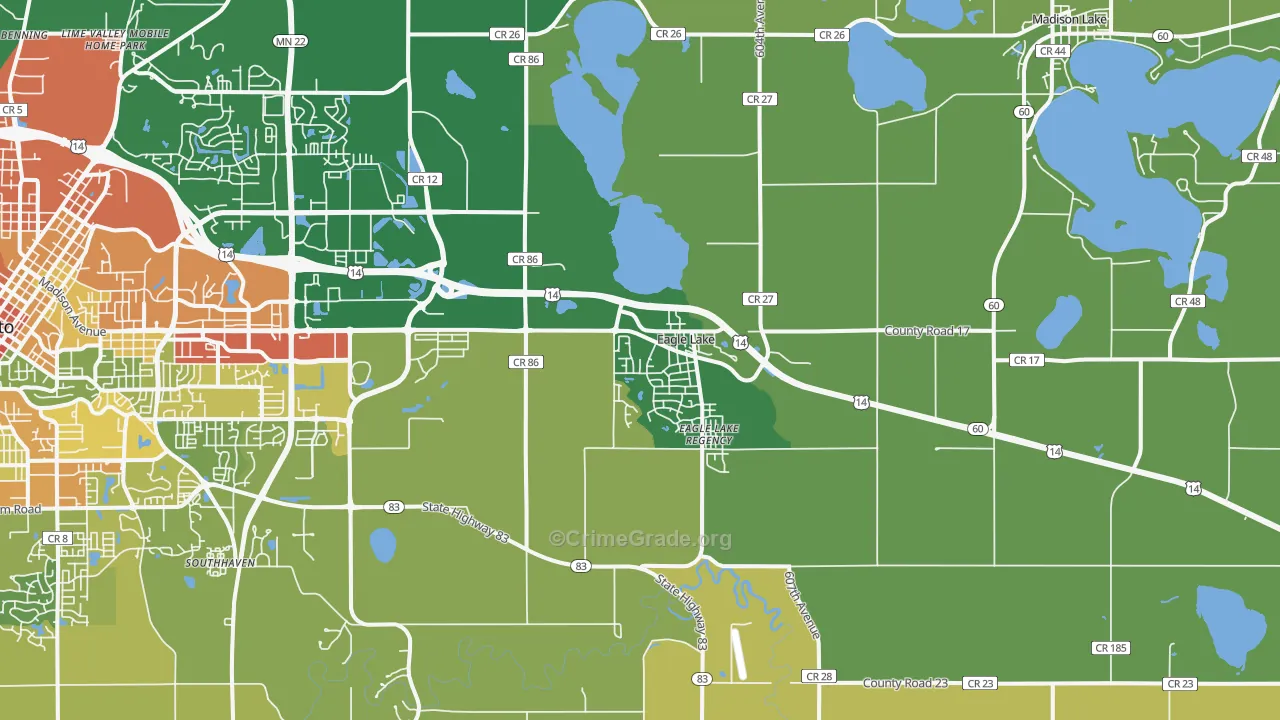 Eagle Lake, MN Map of Vandalism Rates
