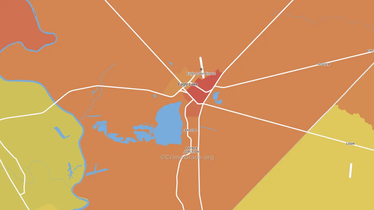 Eagle Lake, TX Map of Vandalism Rates