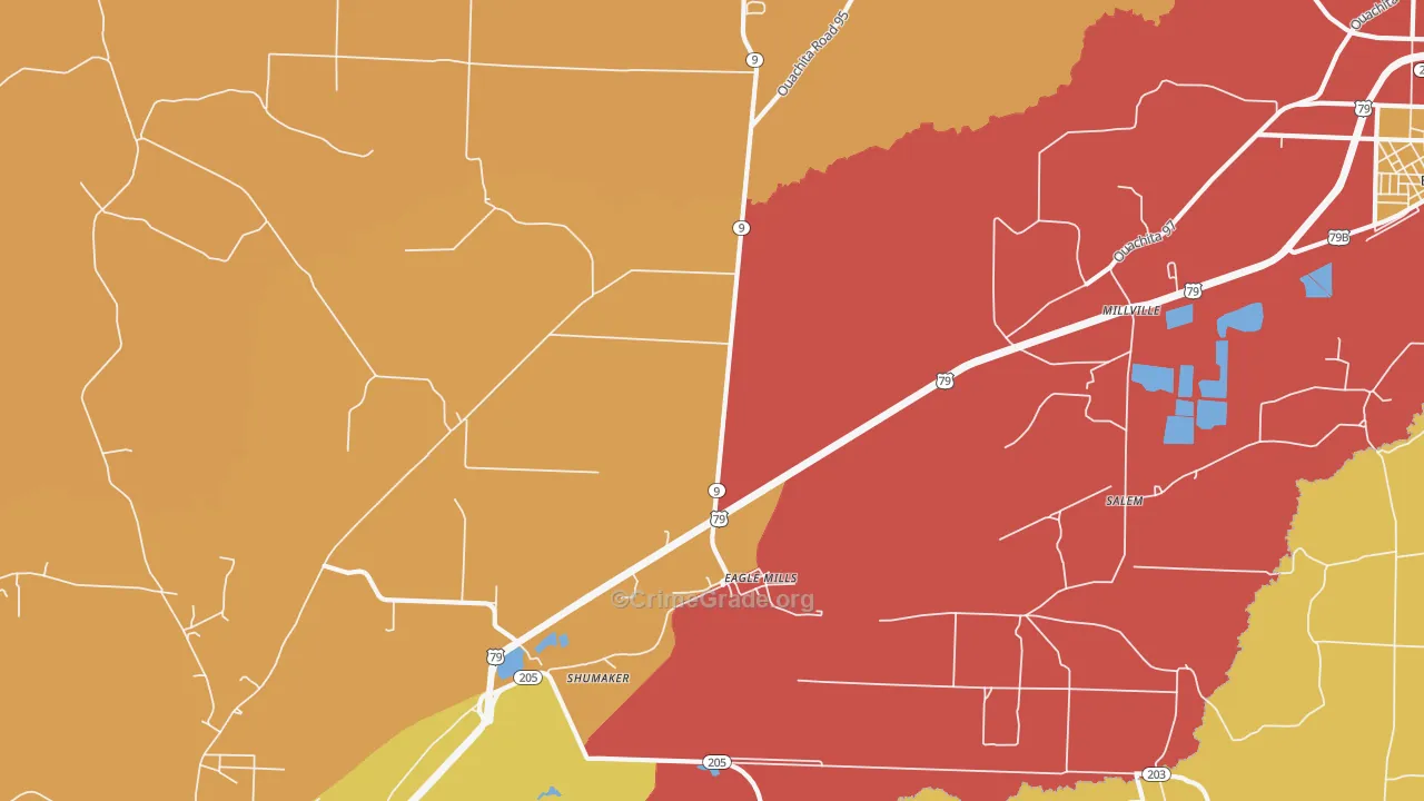 Eagle Mills, AR Map of Vandalism Rates
