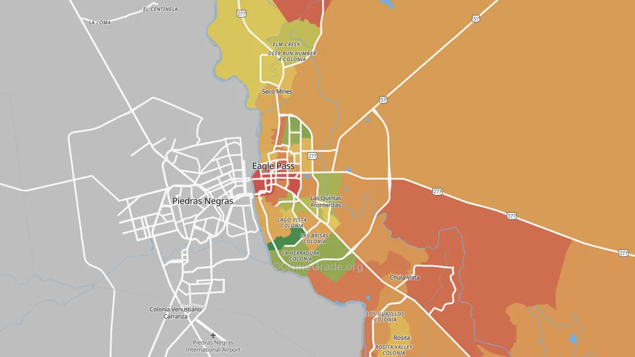 Eagle Pass, TX Map of Vandalism Rates