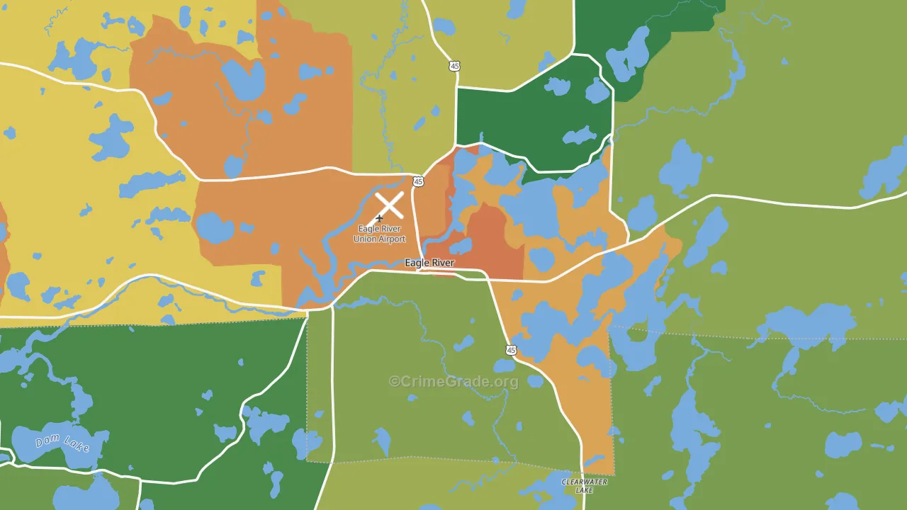 Eagle River, WI Map of Vandalism Rates