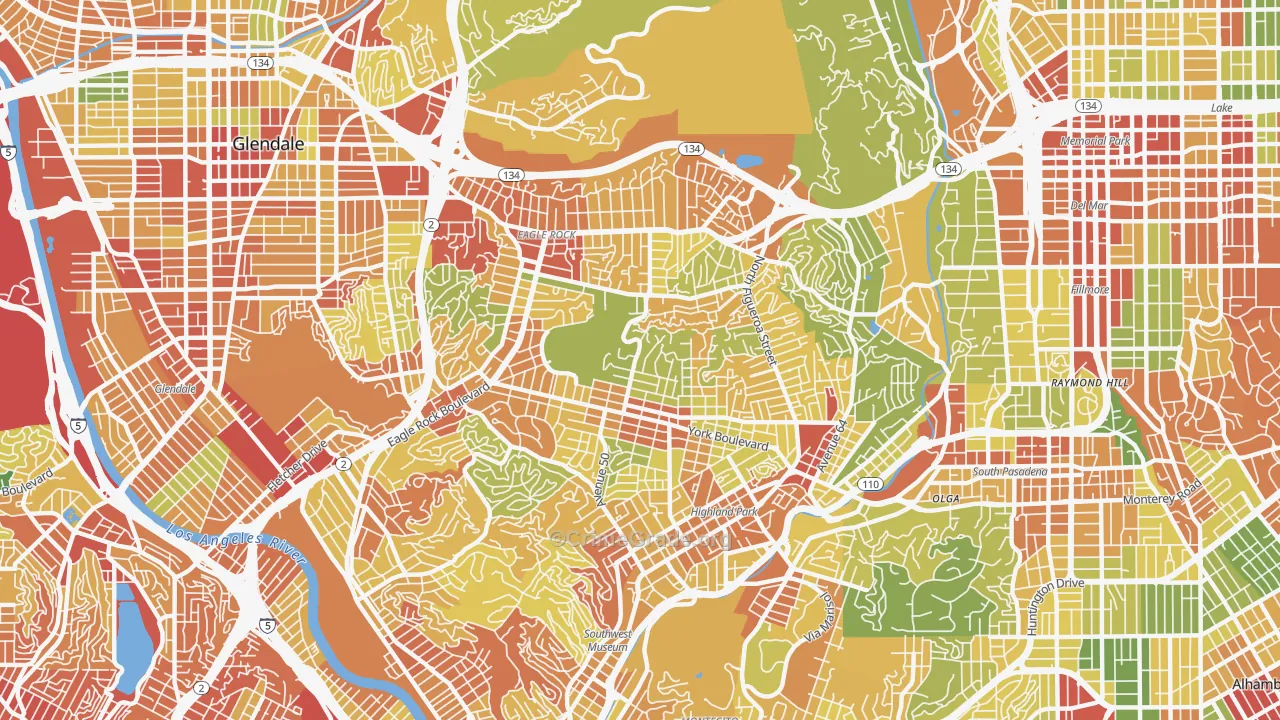 Eagle Rock, Los Angeles, CA Map of Vandalism Rates