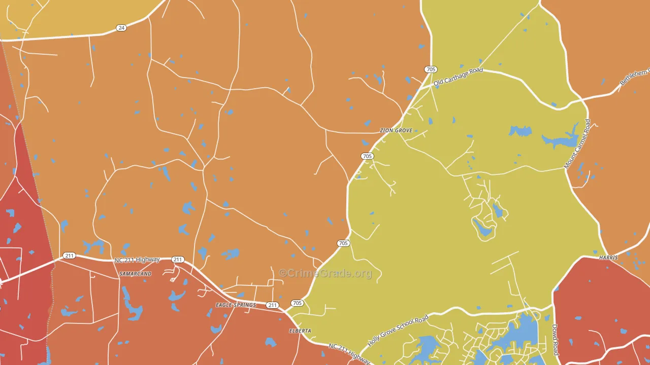 Eagle Springs, NC Map of Vandalism Rates