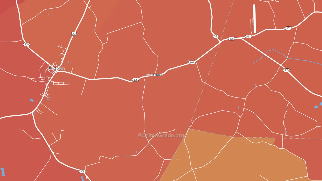 Eagletown, NC Map of Vandalism Rates