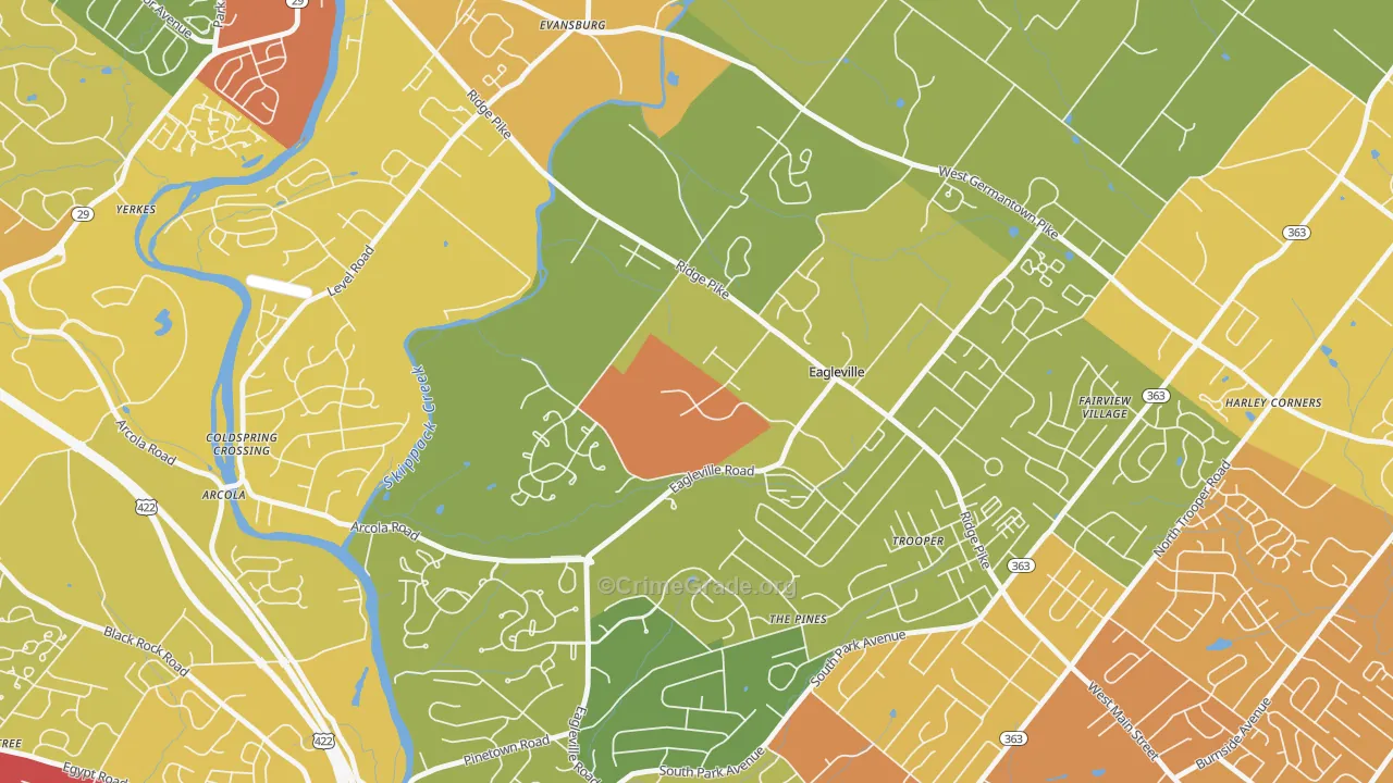 Eagleville, PA Map of Vandalism Rates