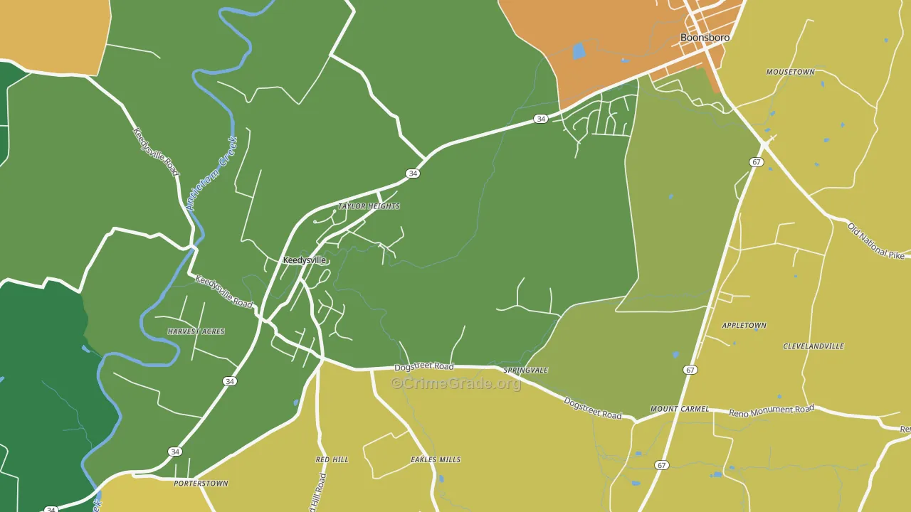 Eakles Mill, MD Map of Vandalism Rates