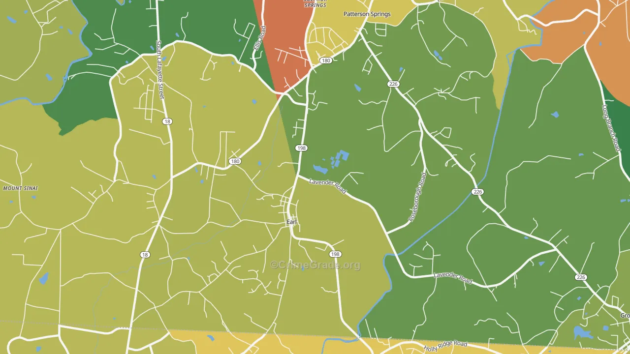 Earl, NC Map of Vandalism Rates