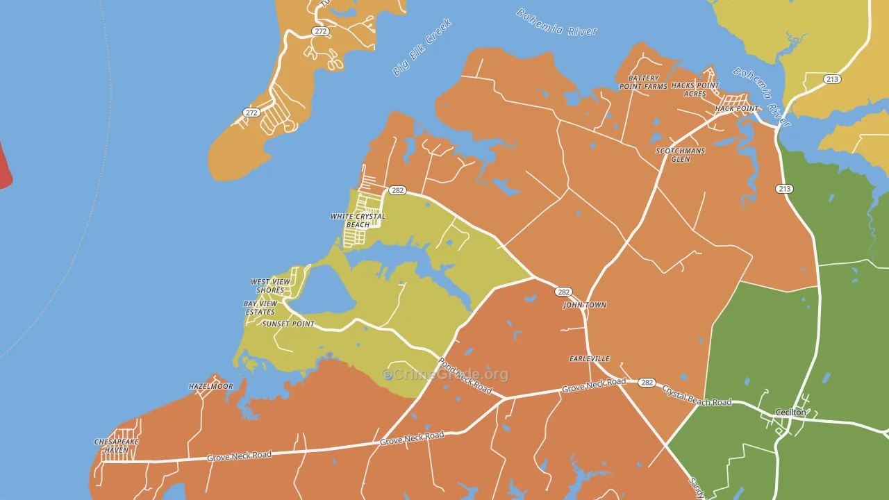 Earleville, MD Map of Vandalism Rates