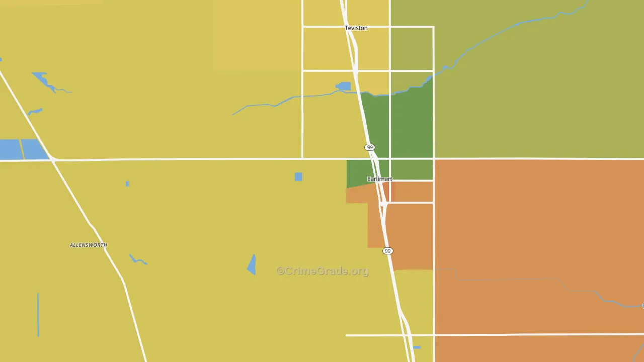 Earlimart, CA Map of Vandalism Rates