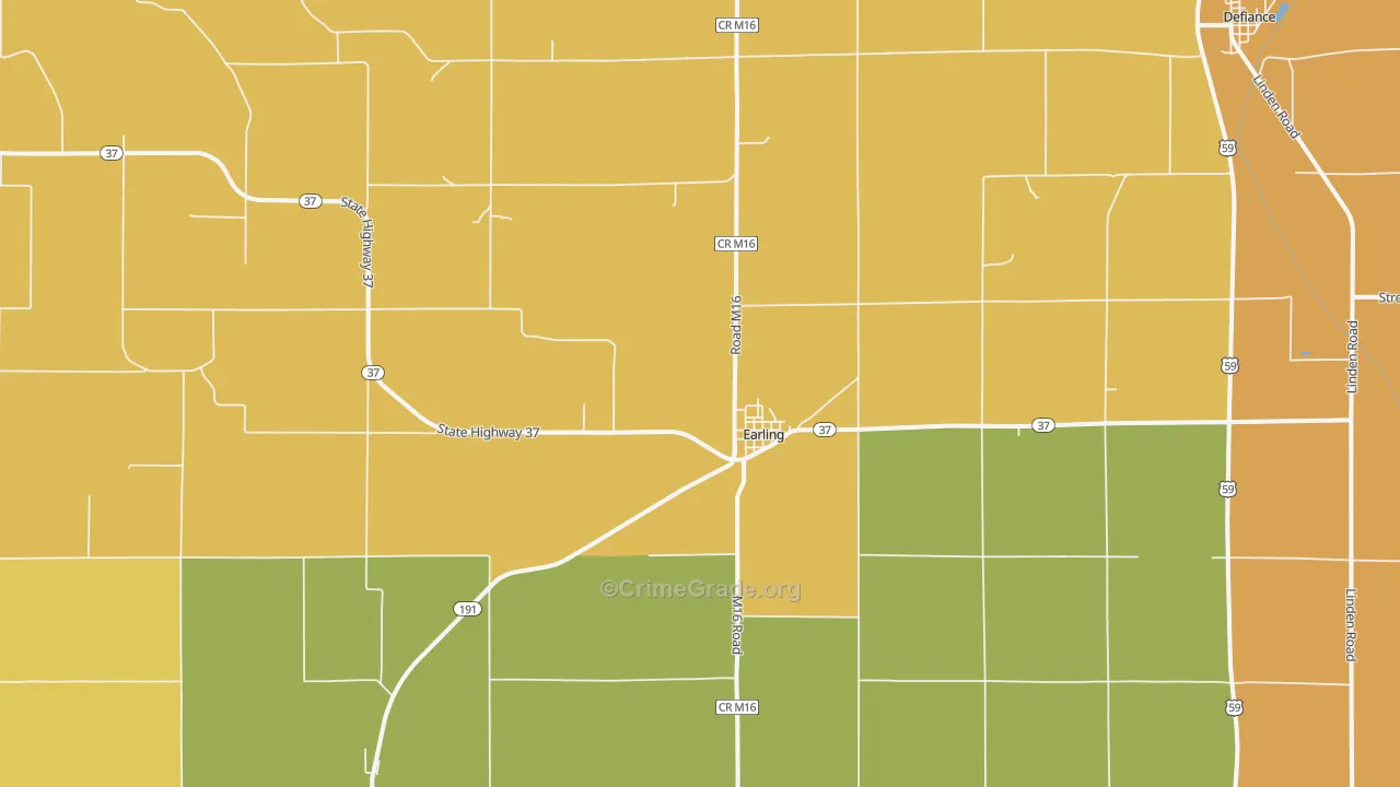 Earling, IA Map of Vandalism Rates
