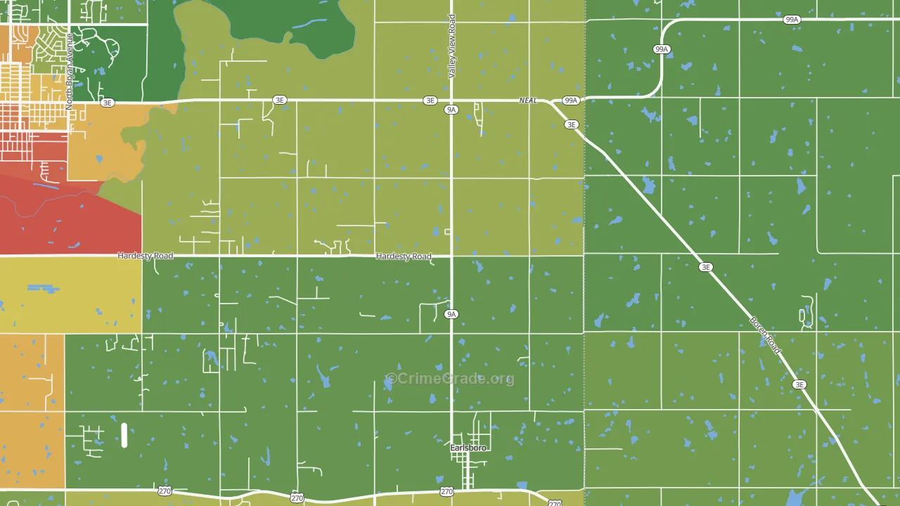 Earlsboro, OK Map of Vandalism Rates