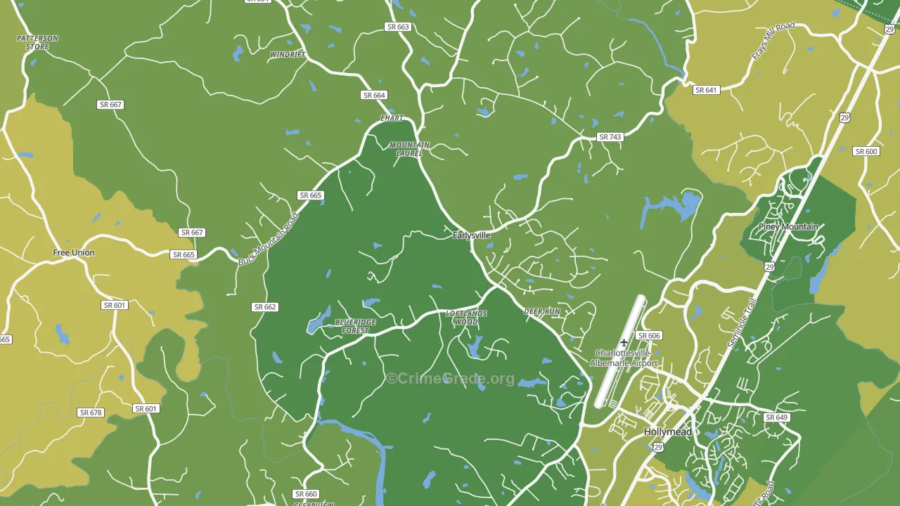 Earlysville, VA Map of Vandalism Rates