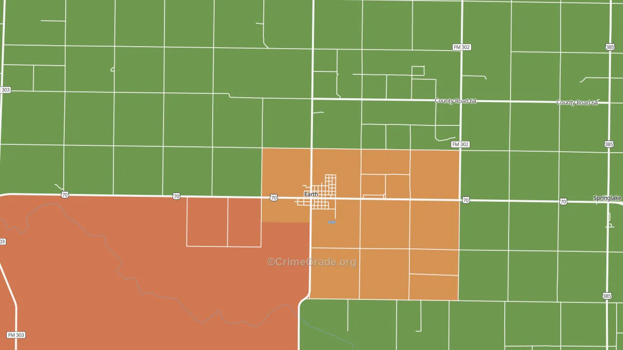 Earth, TX Map of Vandalism Rates
