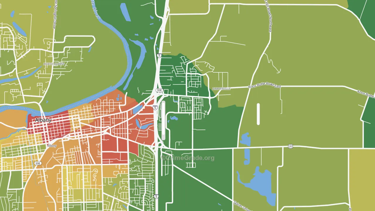 East Albany, Albany, OR Map of Vandalism Rates