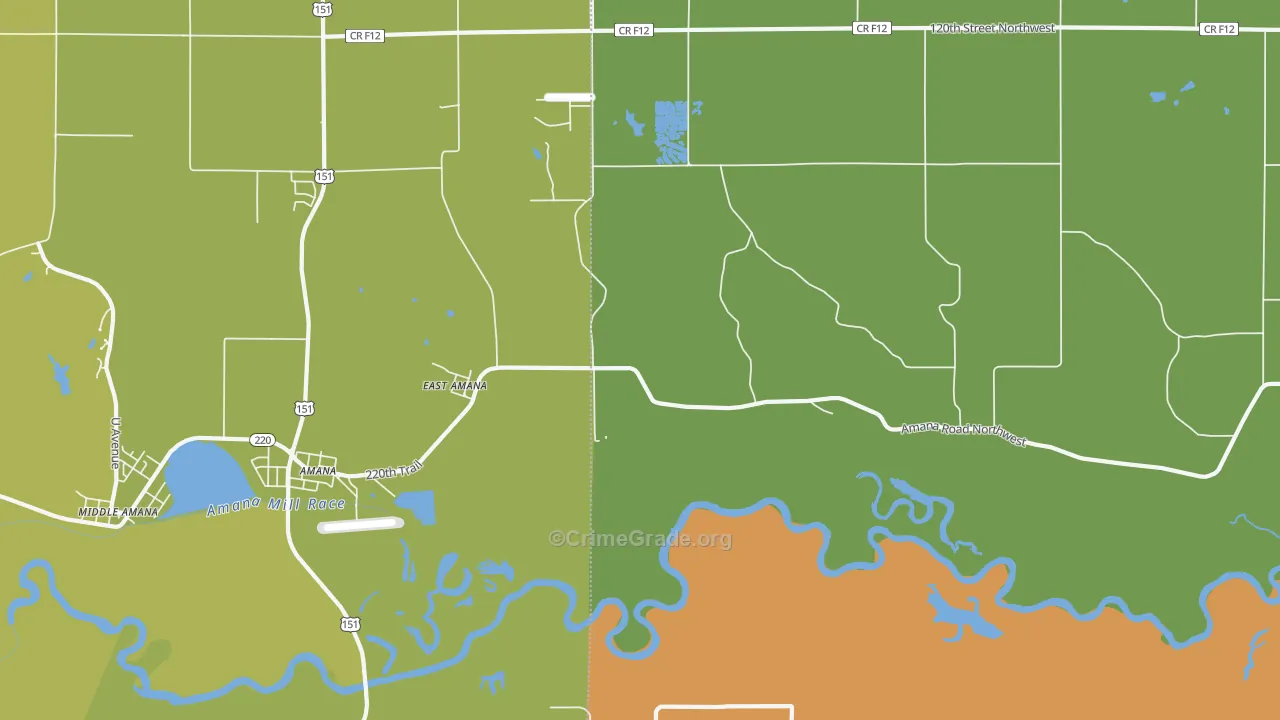 East Amana, IA Map of Vandalism Rates