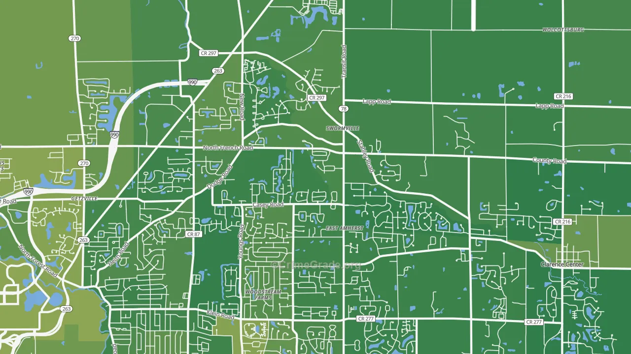 East Amherst, NY Map of Vandalism Rates