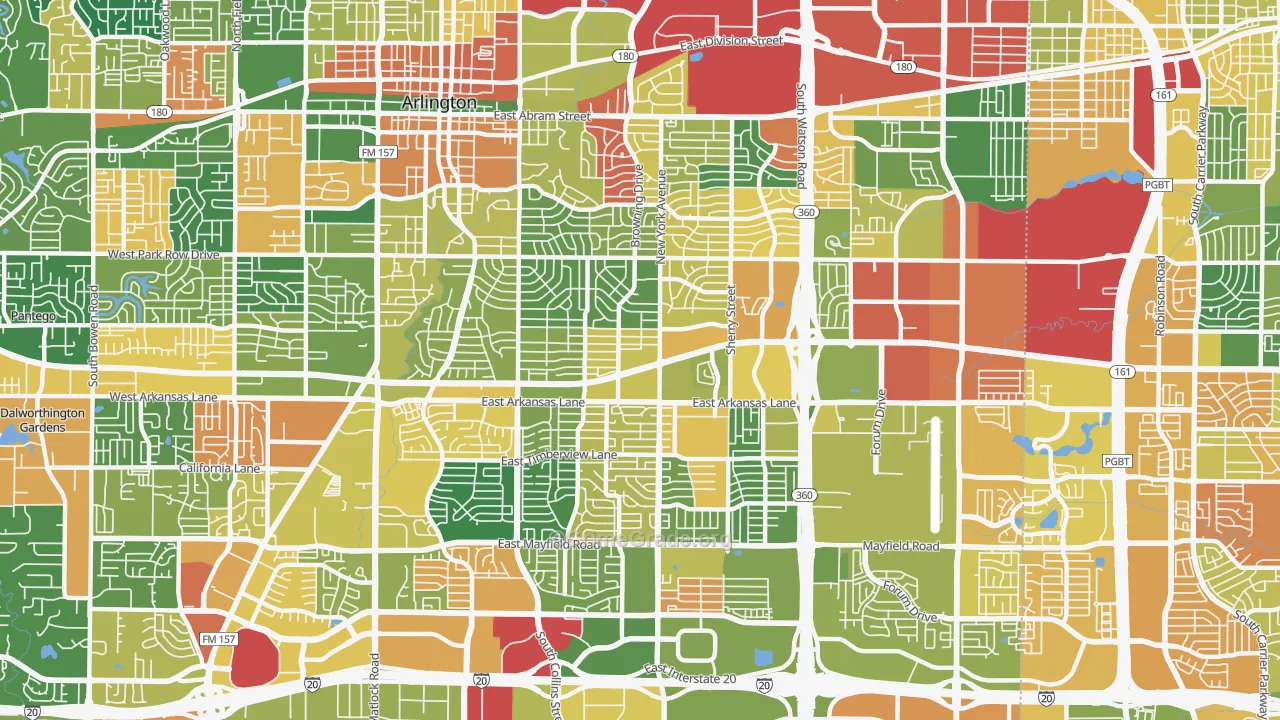 East Arlington, Arlington, TX Map of Vandalism Rates