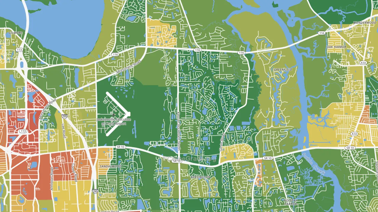 East Arlington, Jacksonville, FL Map of Vandalism Rates