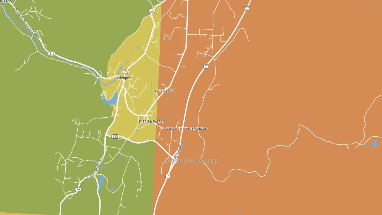 East Arlington, VT Map of Vandalism Rates