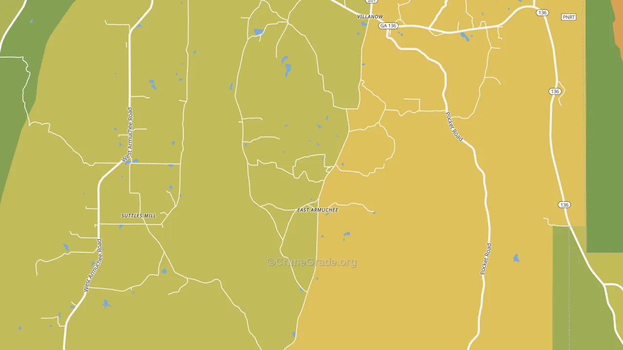 East Armuchee, GA Map of Vandalism Rates