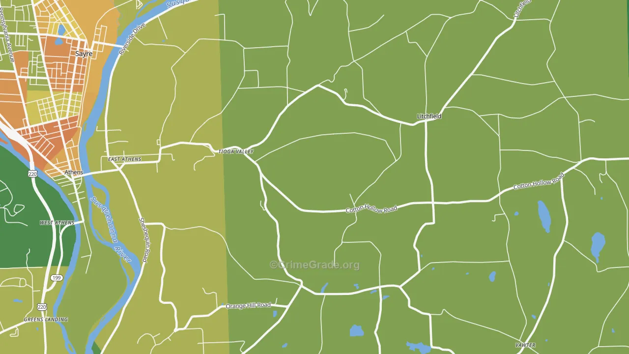 East Athens, PA Map of Vandalism Rates