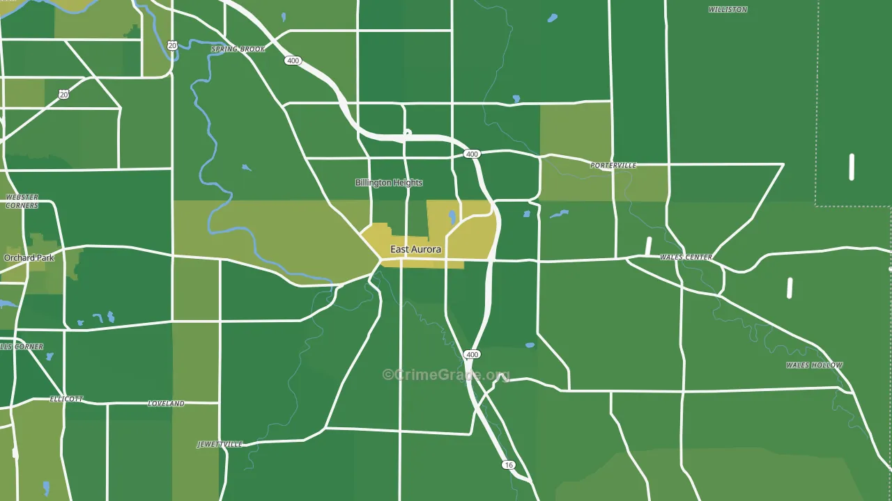 East Aurora, NY Map of Vandalism Rates