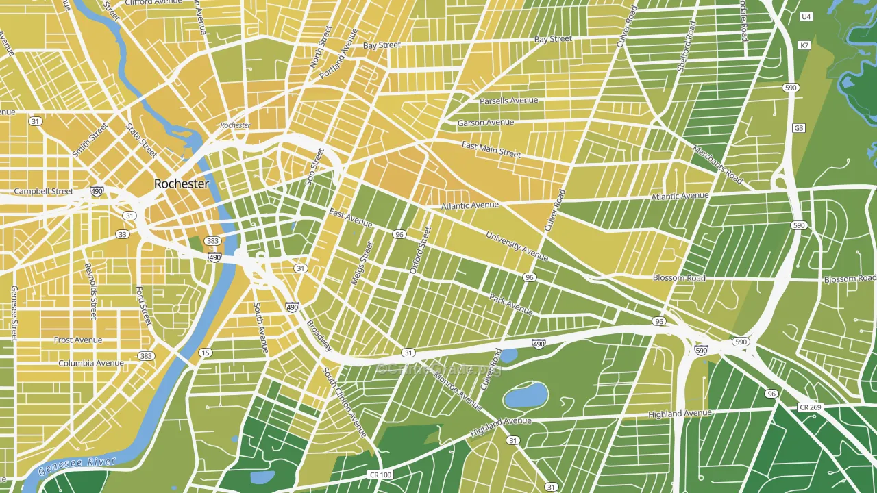 East Avenue, Rochester, NY Map of Vandalism Rates