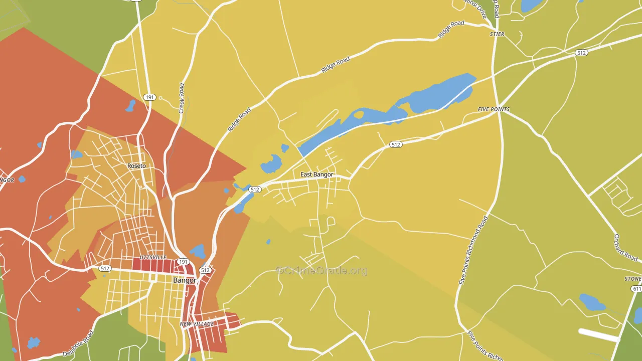 East Bangor, PA Map of Vandalism Rates