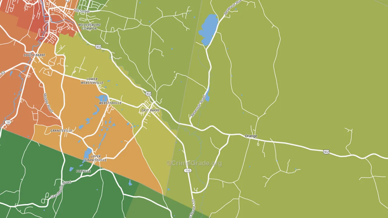 East Barre, VT Map of Vandalism Rates
