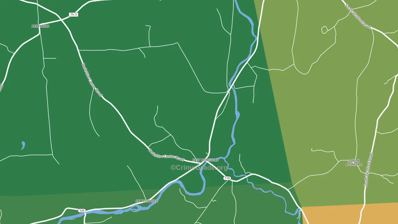 East Berkshire, VT Map of Vandalism Rates