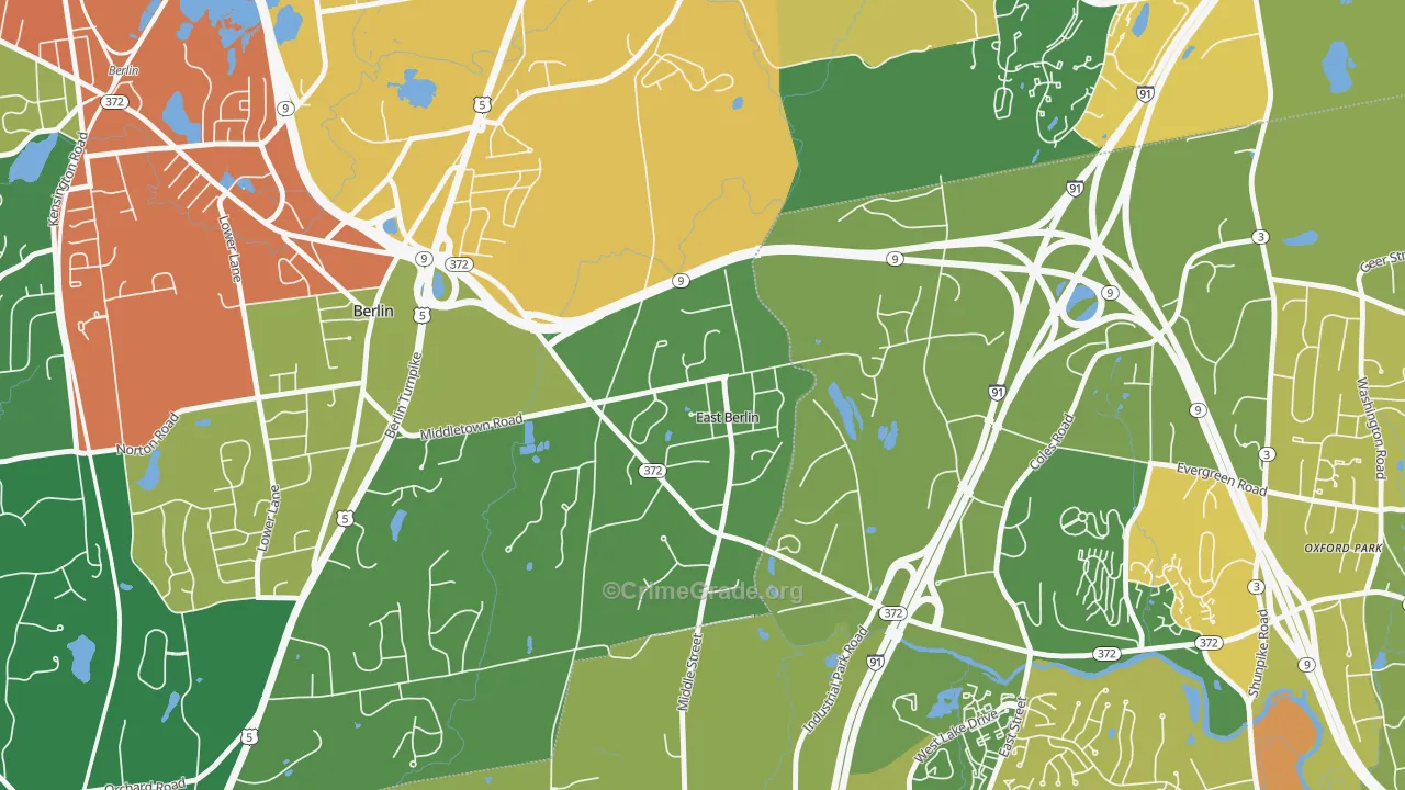 East Berlin, CT Map of Vandalism Rates