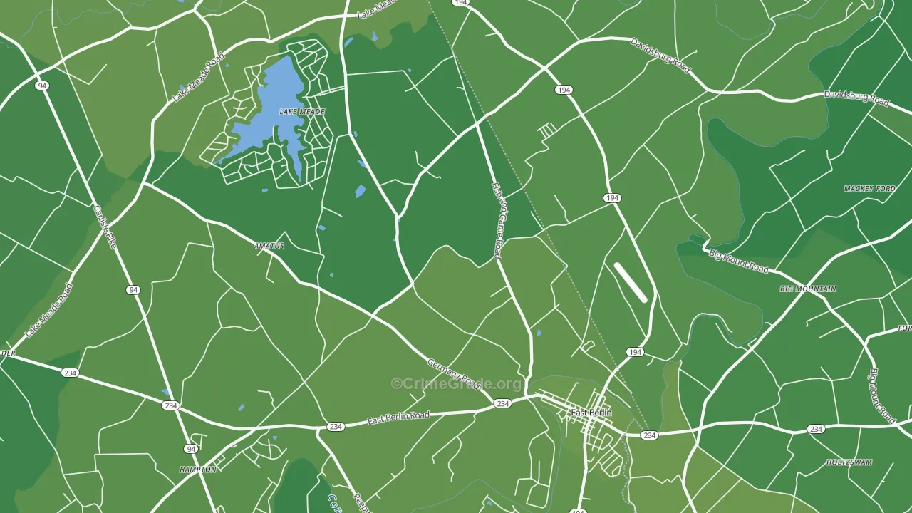 East Berlin, PA Map of Vandalism Rates