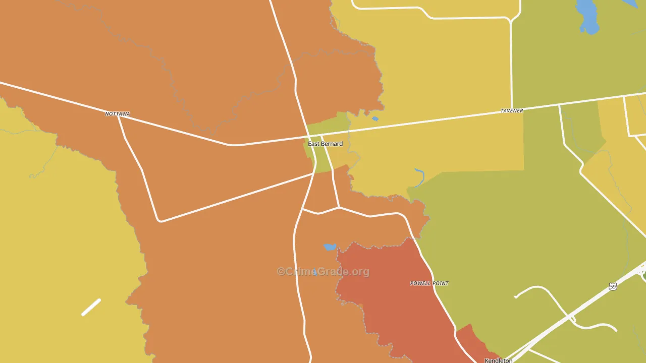 East Bernard, TX Map of Vandalism Rates