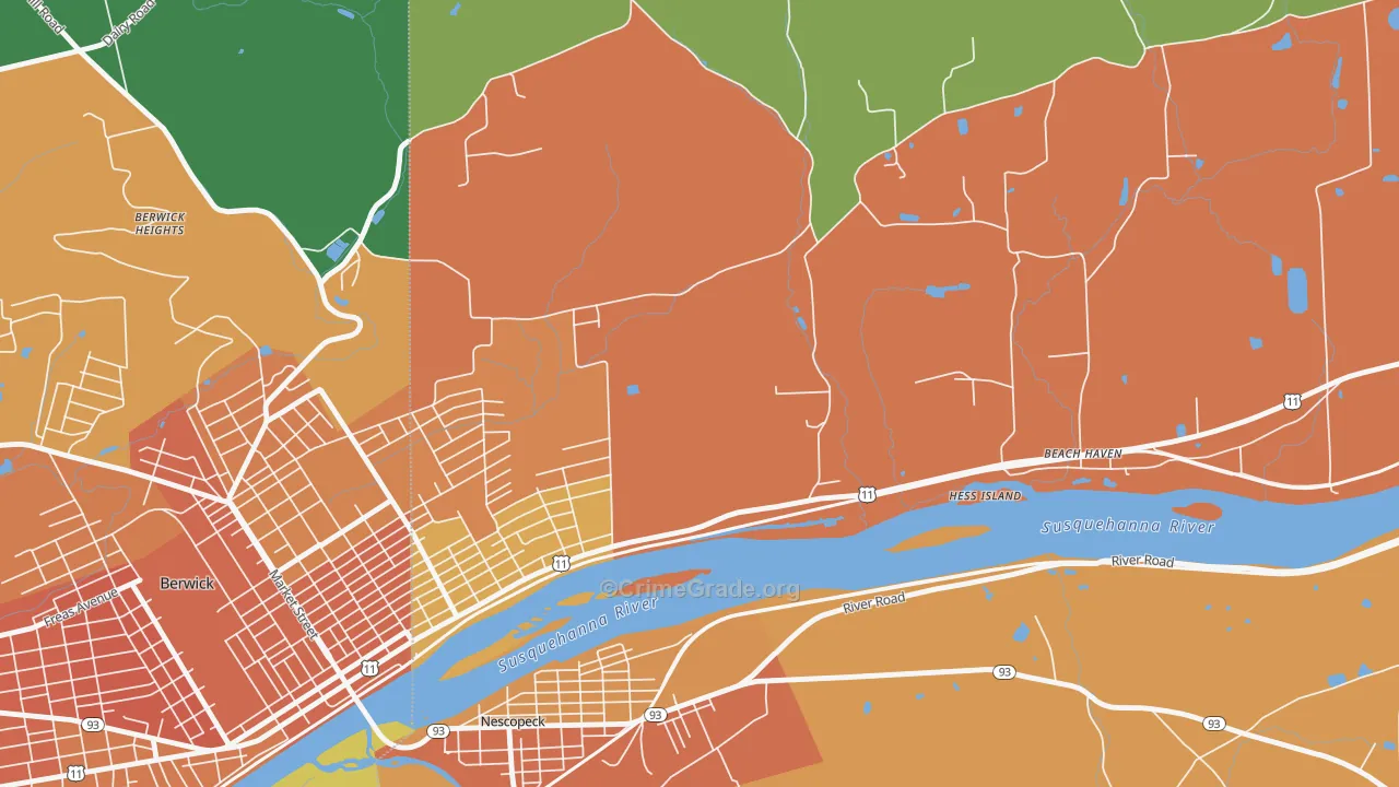 East Berwick, PA Map of Vandalism Rates