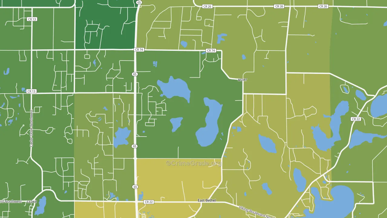 East Bethel, MN Map of Vandalism Rates