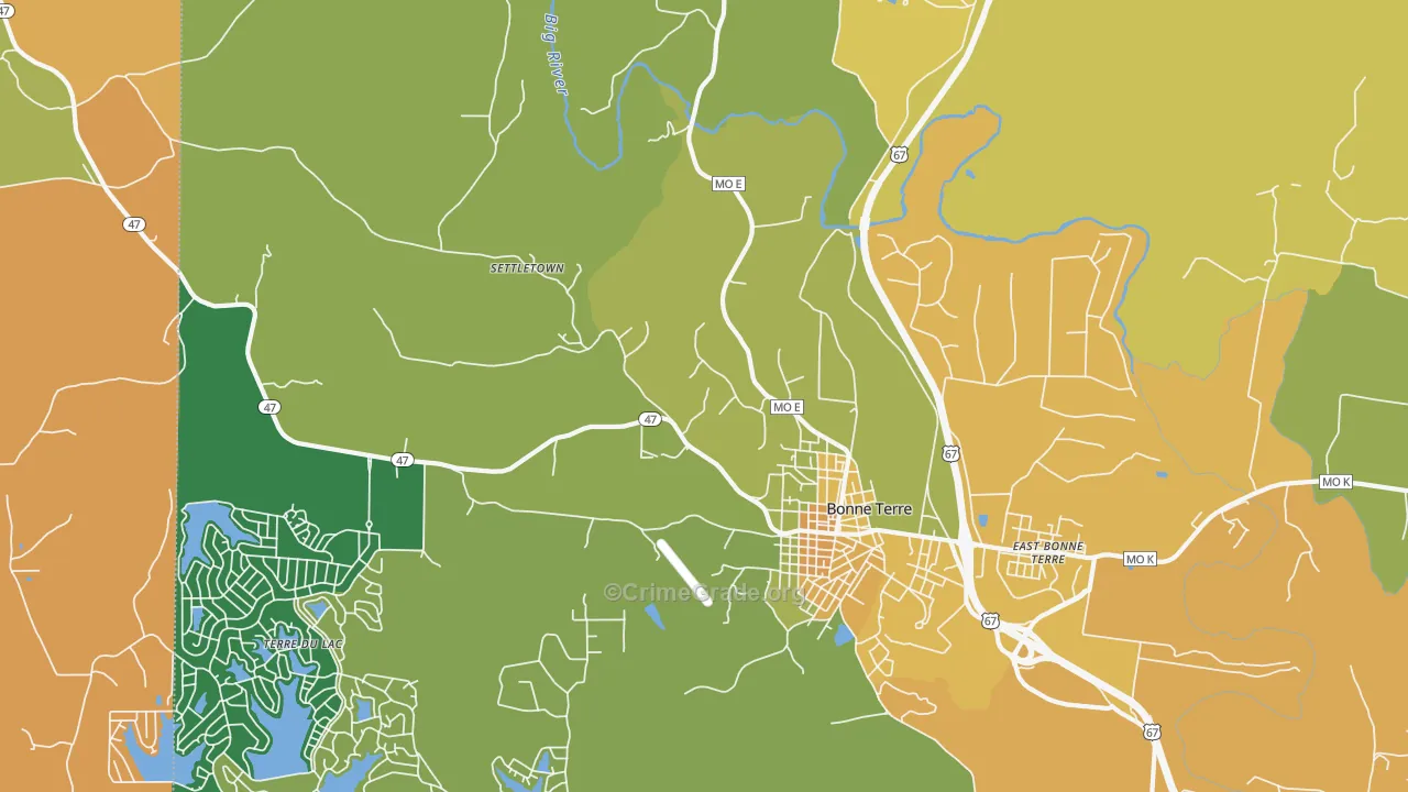 East Bonne Terre, MO Map of Vandalism Rates