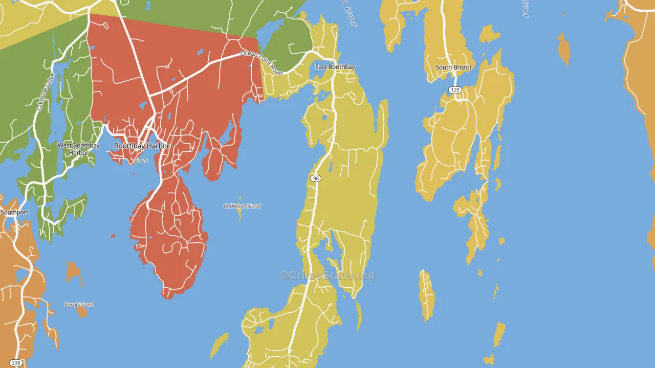 East Boothbay, ME Map of Vandalism Rates