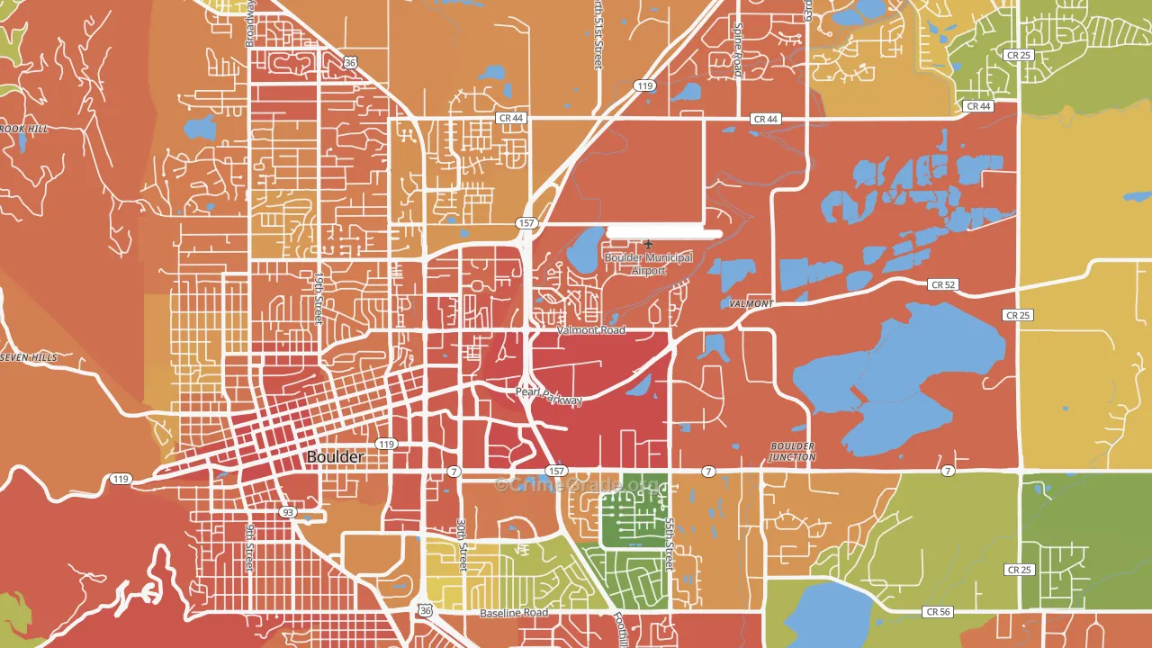 East Boulder, Boulder, CO Map of Vandalism Rates