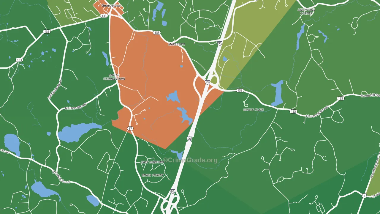 East Boxford, MA Map of Vandalism Rates