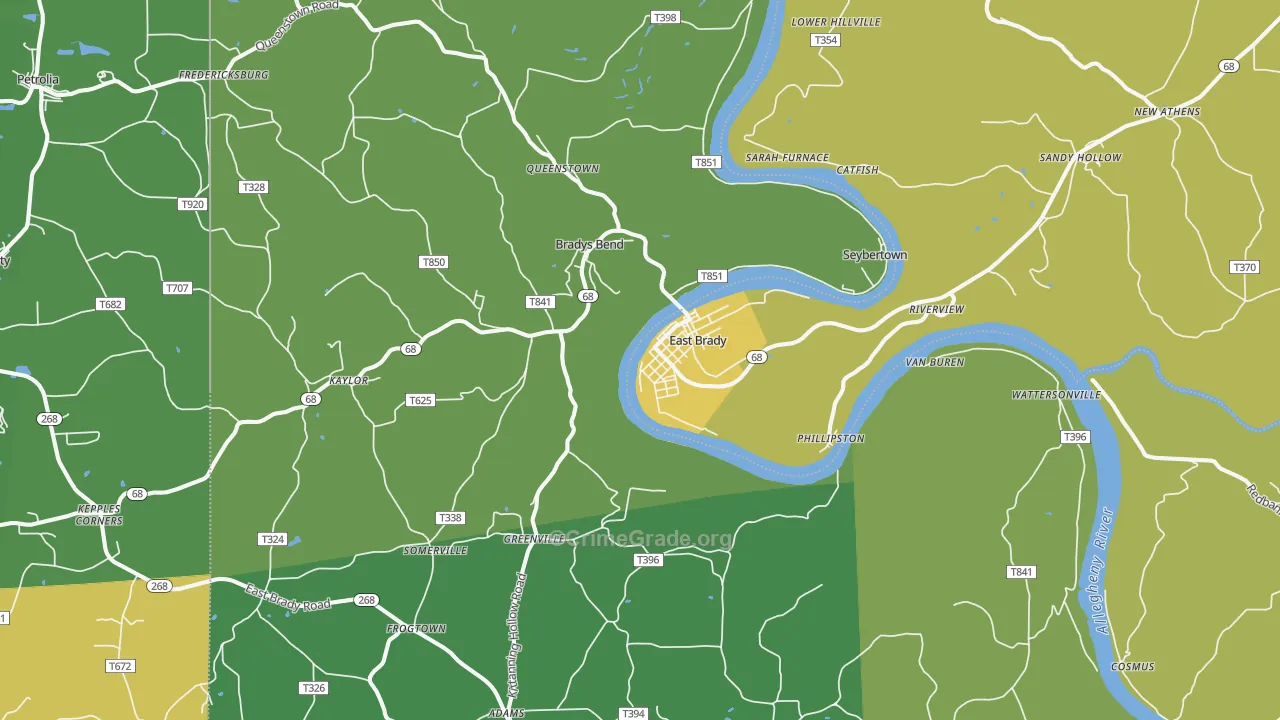 East Brady, PA Map of Vandalism Rates