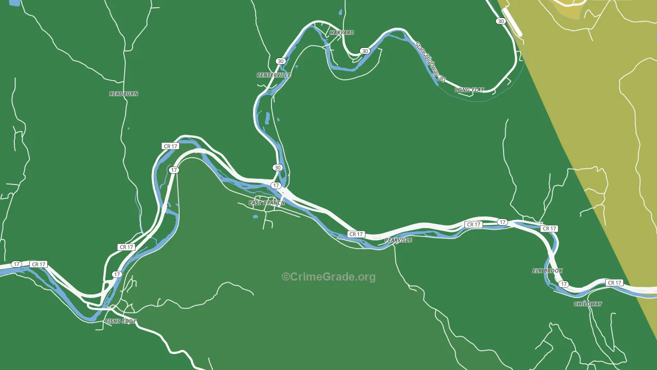 East Branch, NY Map of Vandalism Rates