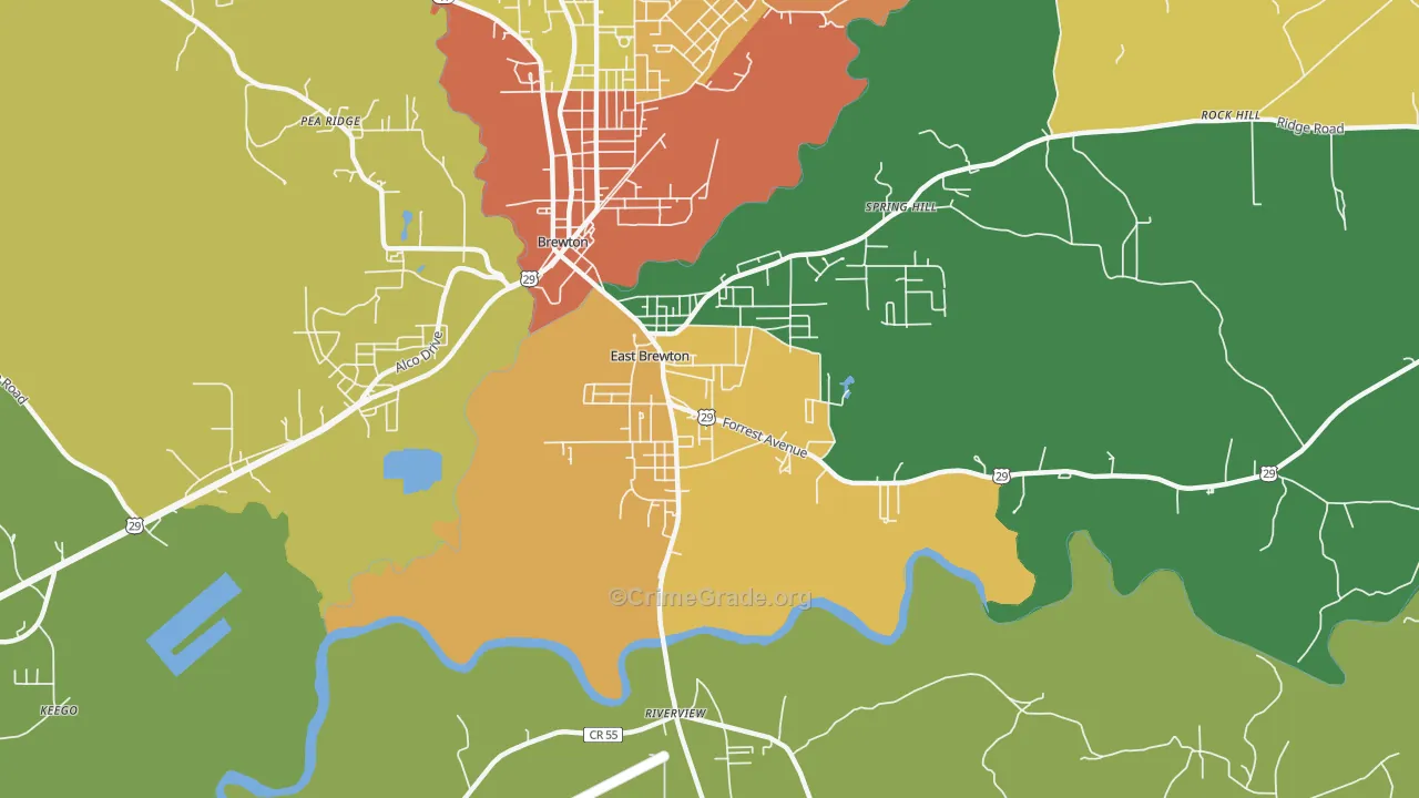 East Brewton, AL Map of Vandalism Rates