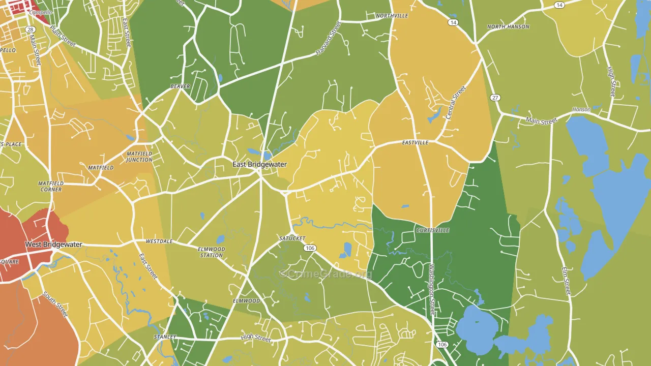 East Bridgewater, MA Map of Vandalism Rates
